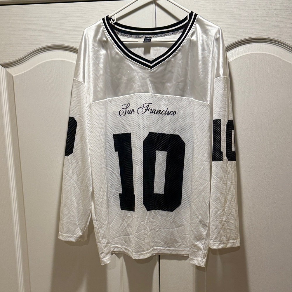 SHEIN White and Black Long Sleeve Tee